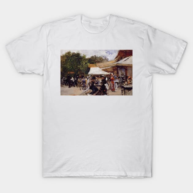 Outside a Restaurant in the Bois de Boulogne by Hugo Birger T-Shirt by Classic Art Stall